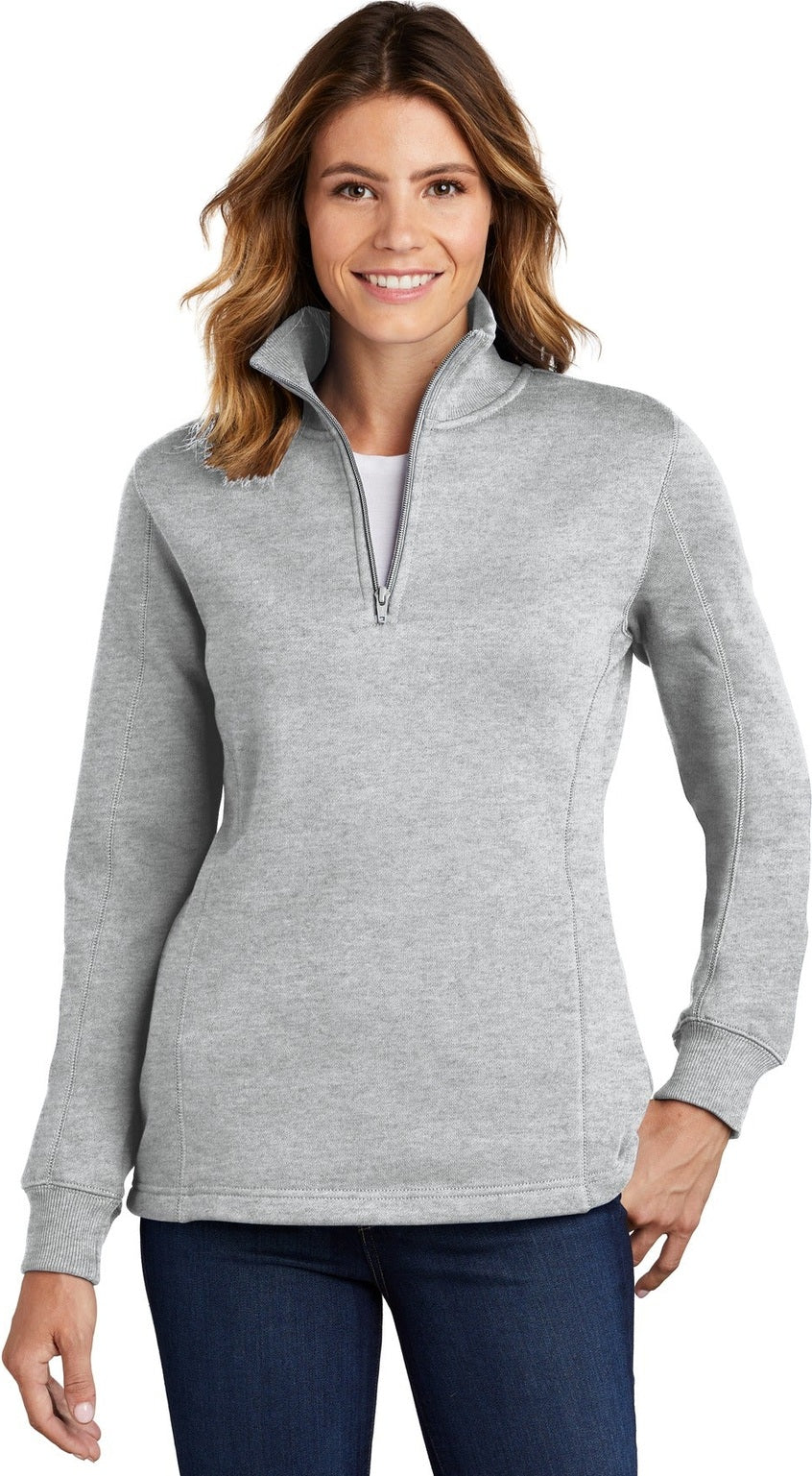 Front View of Athletic Hthr Sport-Tek Women's 1/4-Zip Sweatshirt. LST253