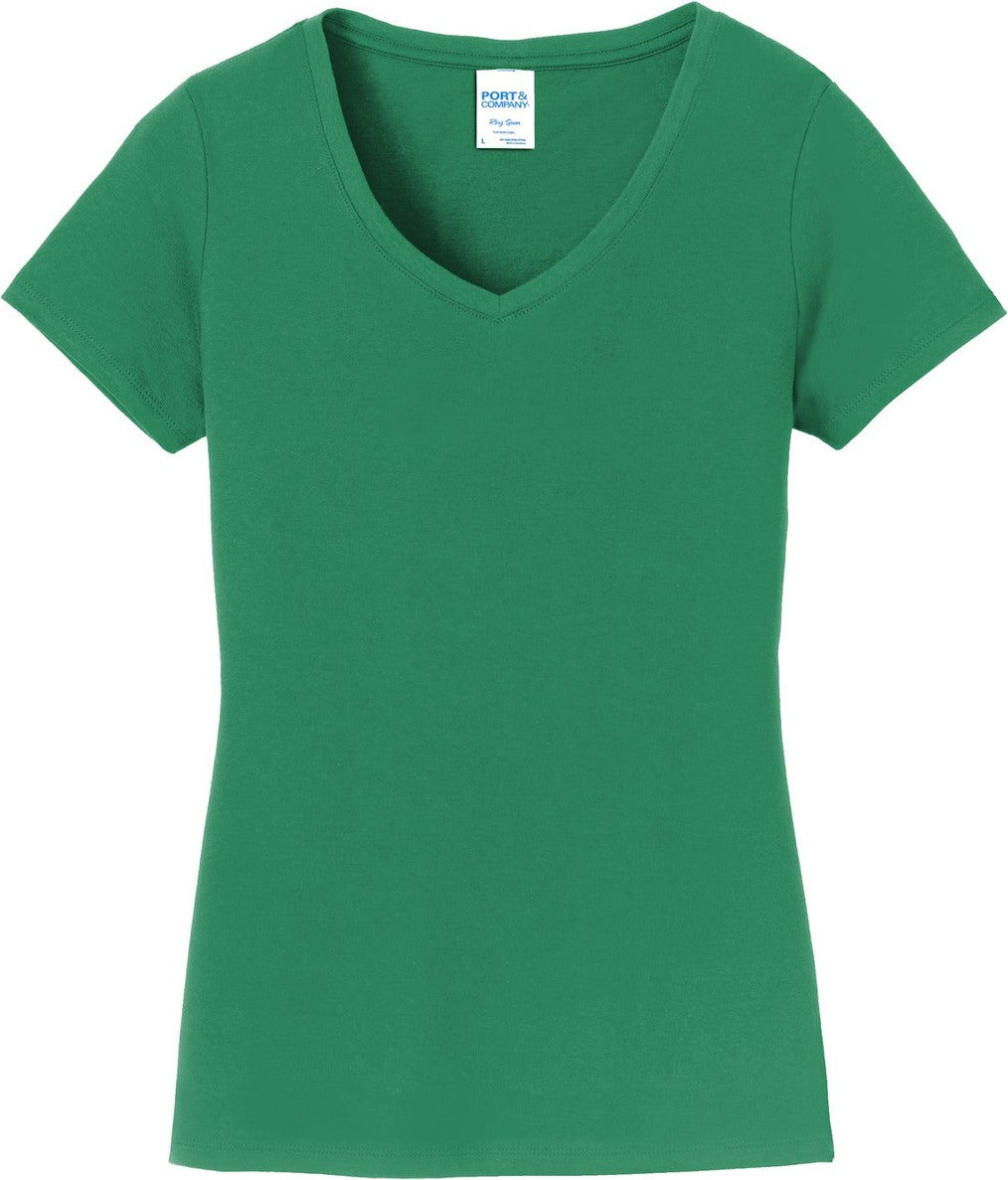 Front View of Athletic Kelly Port & Co Women's Fan Favorite V-Neck Tee. LPC450V