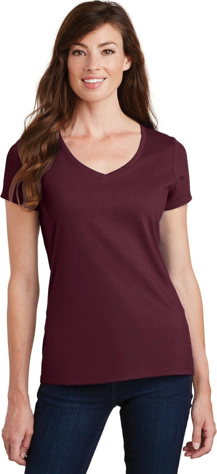 Front View of Athletic Mar Port & Co Women's Fan Favorite V-Neck Tee. LPC450V