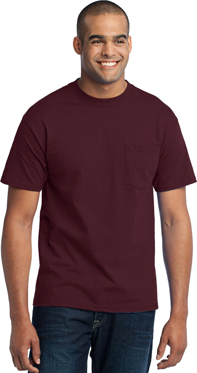 Front View of Athletic Marn Port & Co Tall Core Blend Pocket Tee. PC55PT