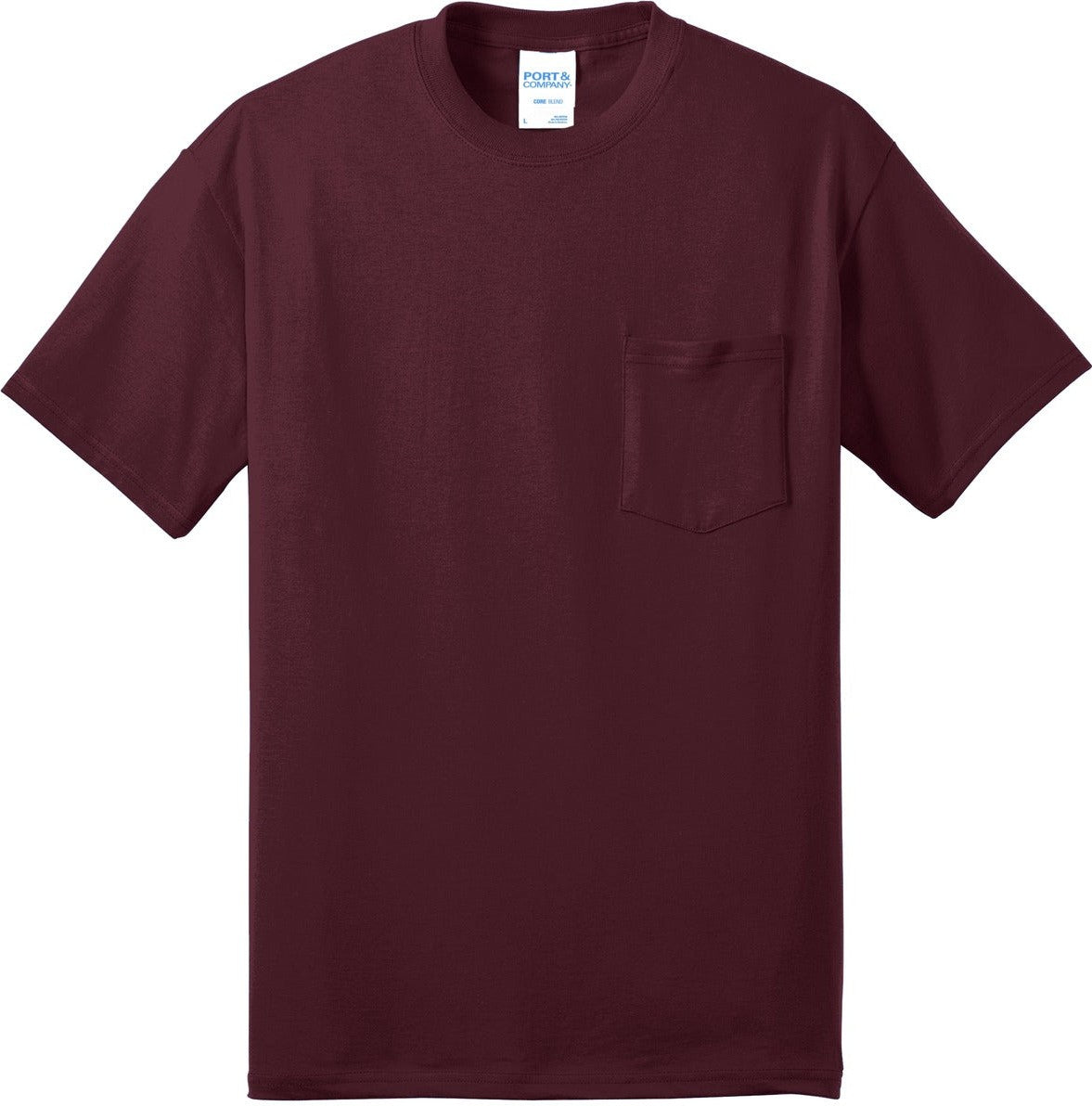 Front View of Athletic Marn Port & Co Tall Core Blend Pocket Tee. PC55PT