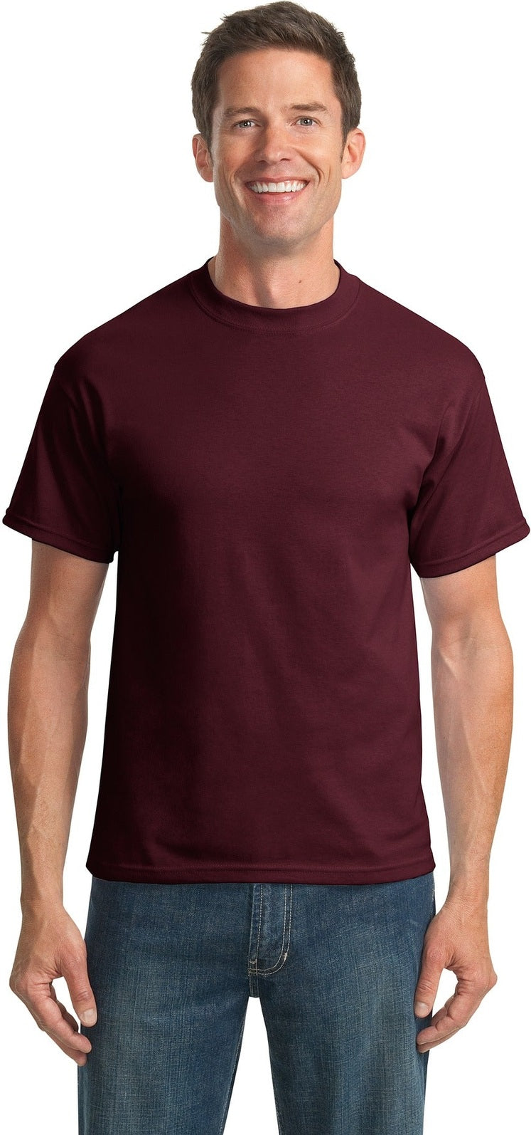 Front View of Athletic Marn Port & Co Tall Core Blend Tee. PC55T