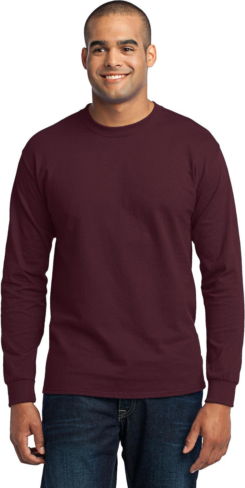 Front View of Athletic Marn Port & Co Tall Long Sleeve Core Blend Tee. PC55LST