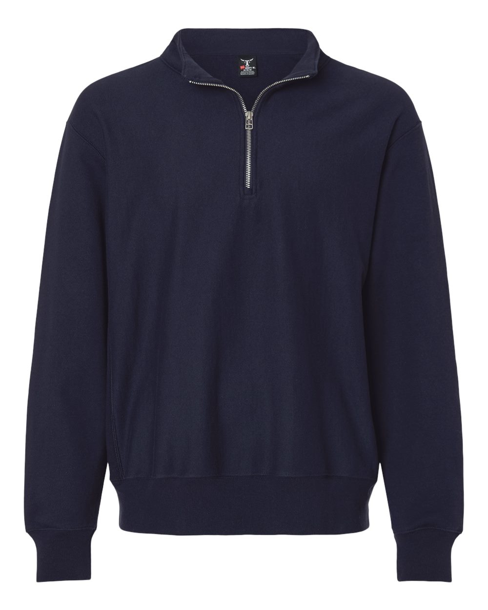 Front View of Athletic Navy Men&#39;s Beefy® Sweats Premium Heavyweight Quarter-Zip Sweatshirt - OG900