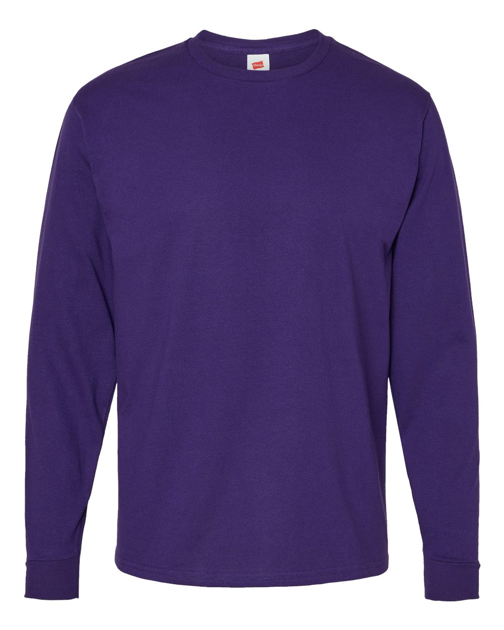 Front View of Athletic Purple Essential-T Long Sleeve T-Shirt - 5286