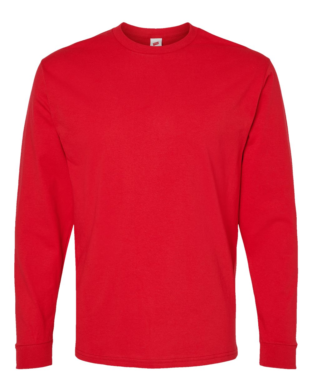 Front View of Athletic Red Essential-T Long Sleeve T-Shirt - 5286