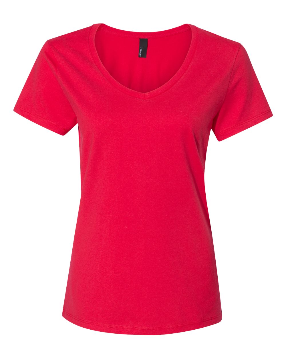 Front View of Athletic Red Perfect-T Women’s V-Neck T-Shirt - S04V