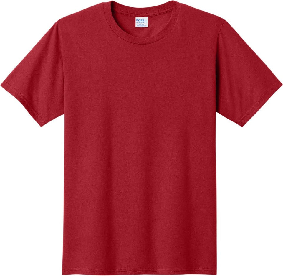 Front View of Athletic Red Port & Co Fan Favorite Tee. PC450