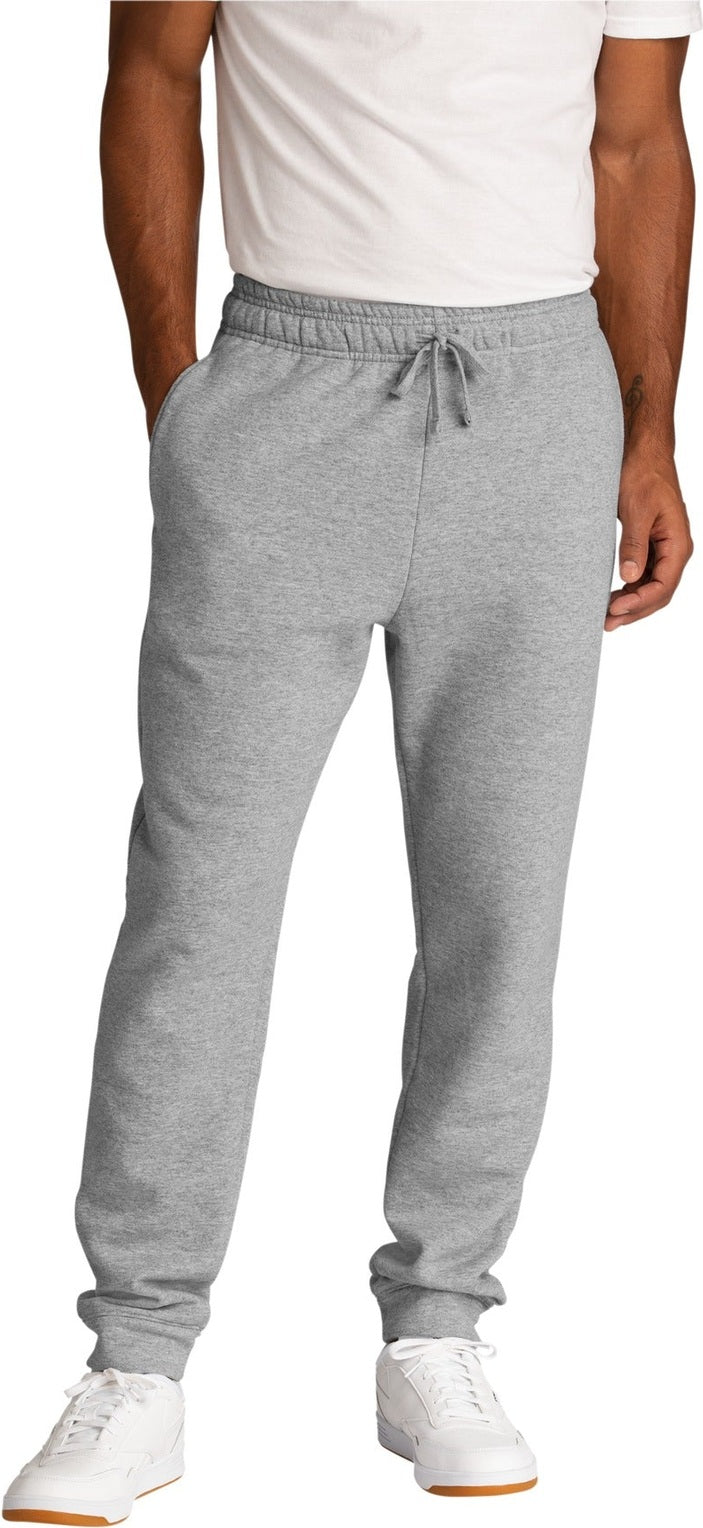 Front View of AthlHthr Port & Co Core Fleece Jogger. PC78J