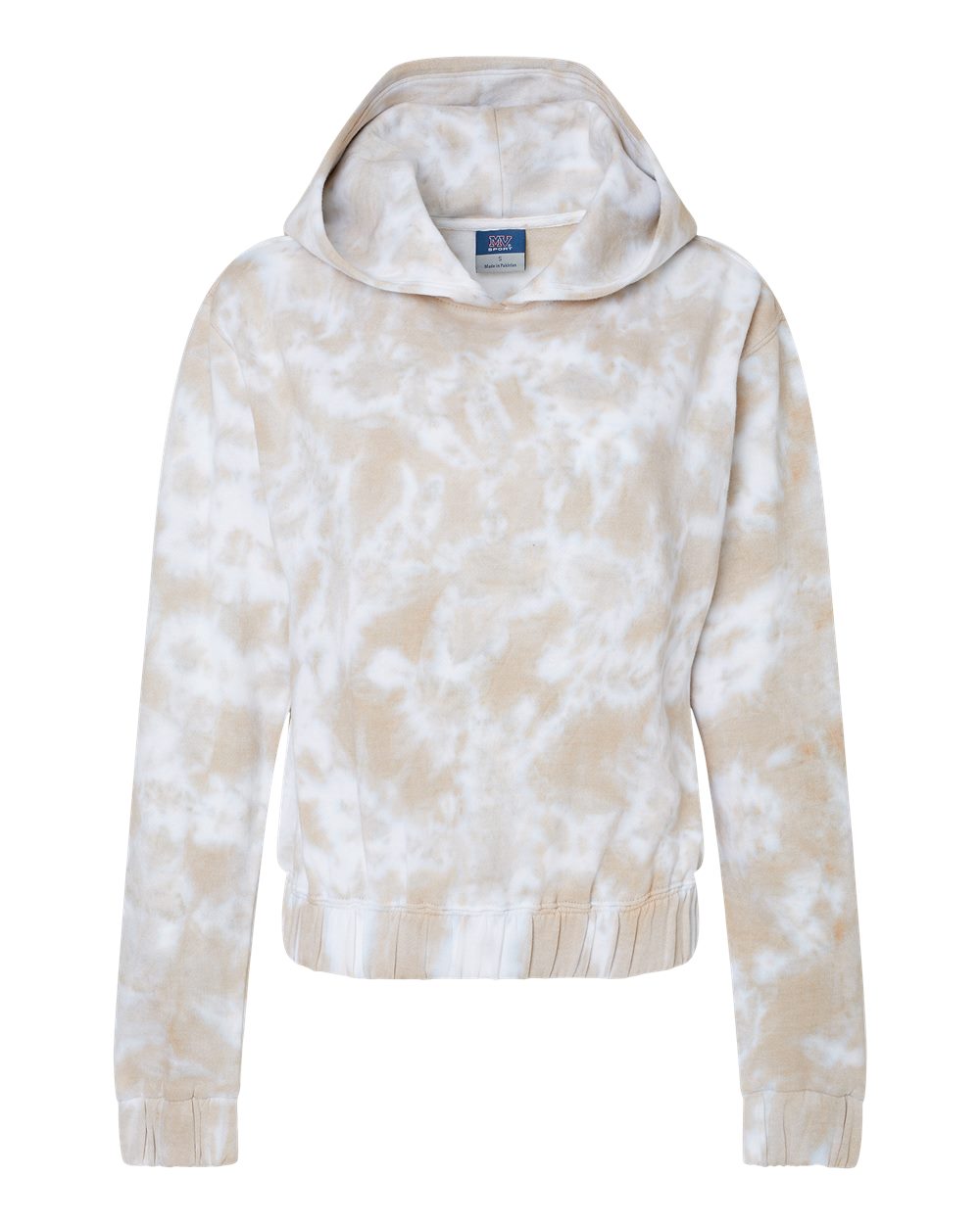 Front View of Atmosphere Women&#39;s Sueded Fleece Tie-Dyed Crop Hooded Sweatshirt - W23718