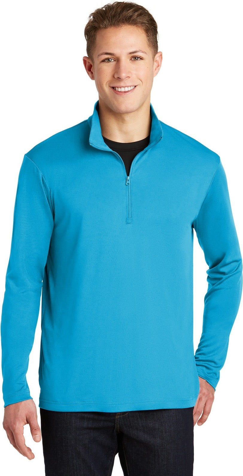 Front View of Atomic Blue Sport-Tek PosiCharge Competitor 1/4-Zip Pullover. ST357