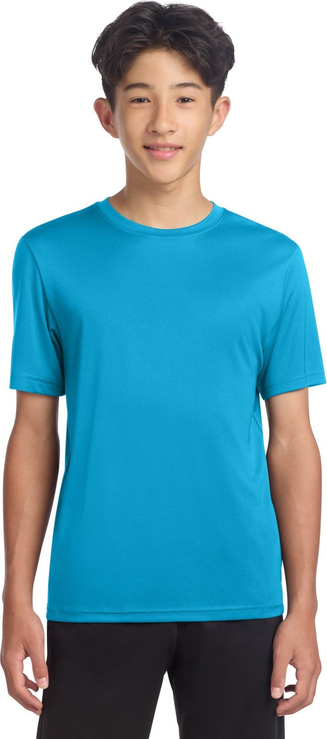 Front View of AtomicBlue Sport-Tek Youth PosiCharge Re-Compete Tee YST720