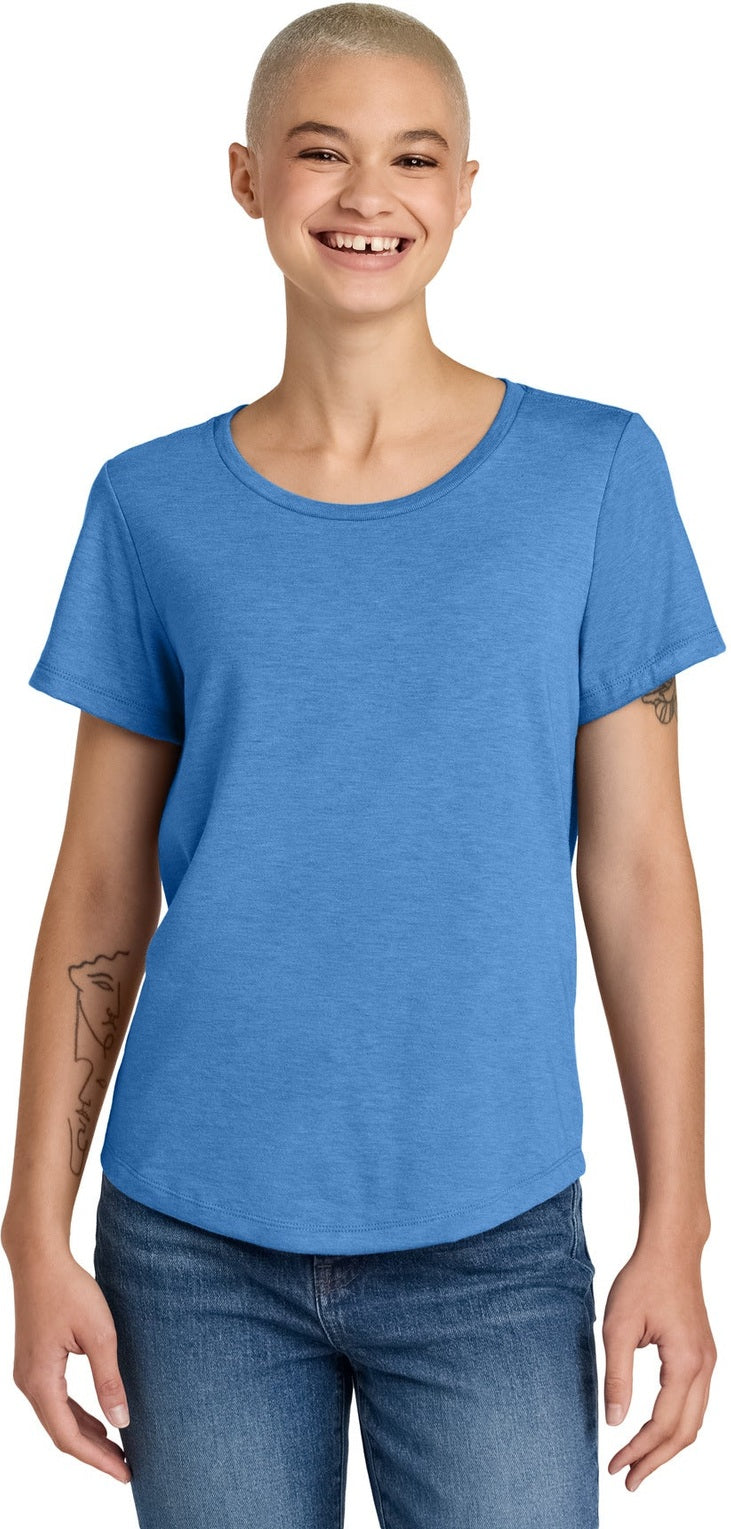 Front View of AzureBlue Allmade Women's Relaxed Tri-Blend Scoop Neck Tee AL2015
