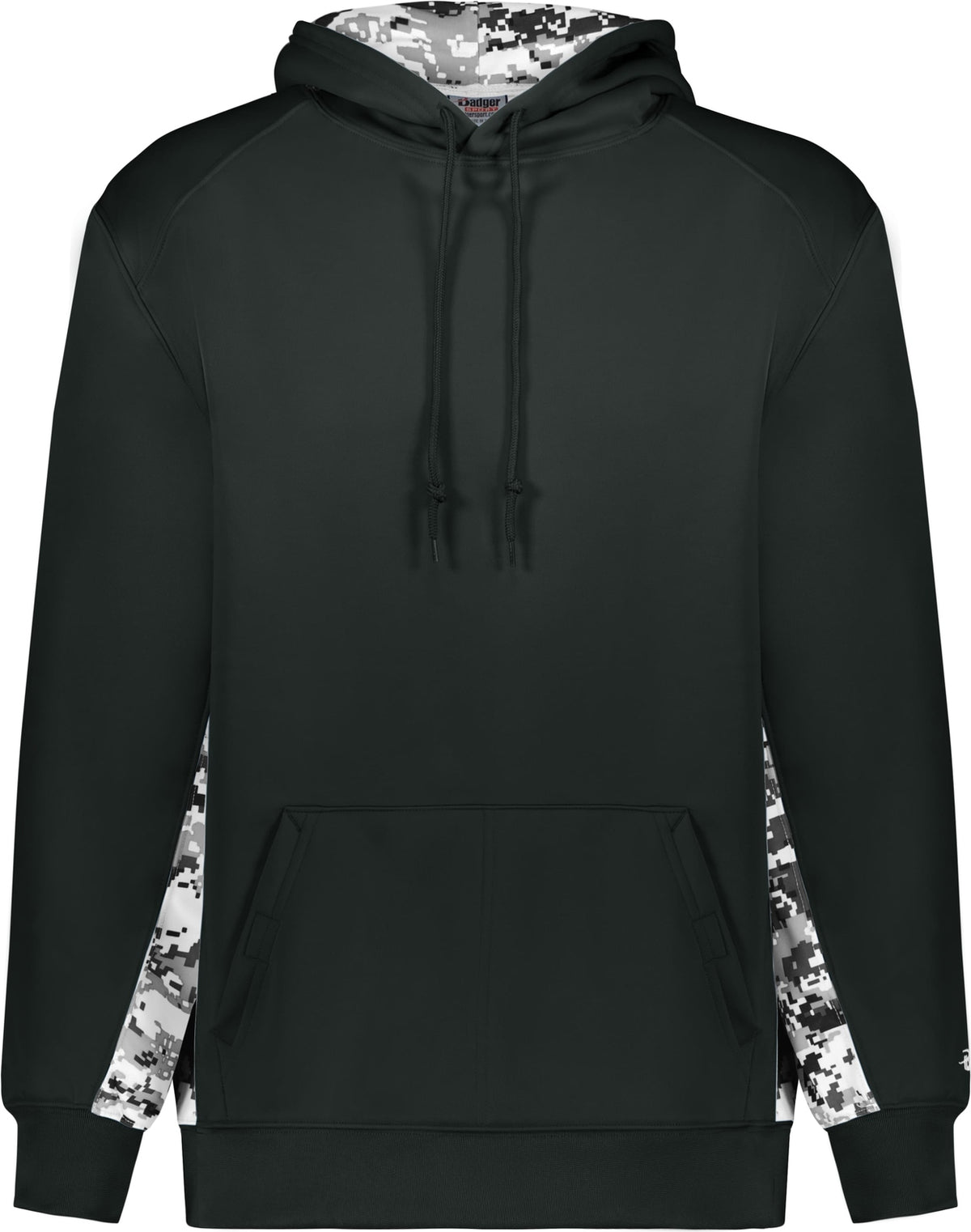 Front View of BA BLACK/WHITE DIGITAL DIGITAL COLOR BLOCK HOODIE