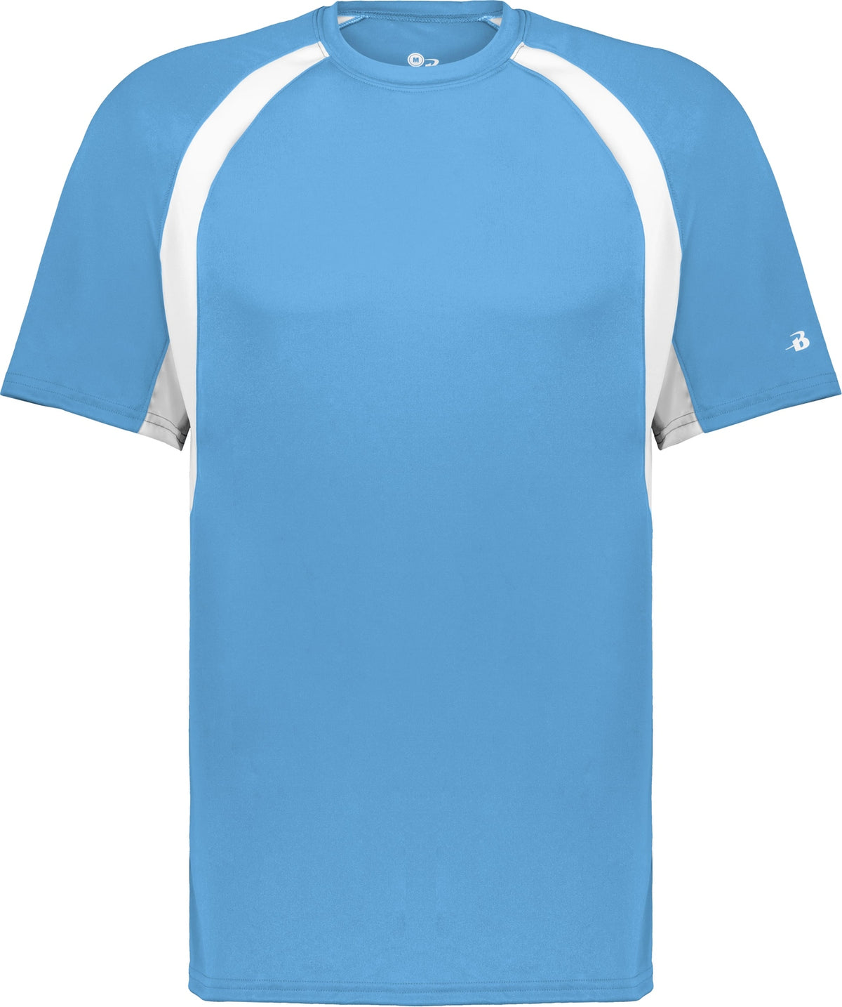 Front View of BA COLUMBIA BLUE/WHITE YOUTH HOOK TEE