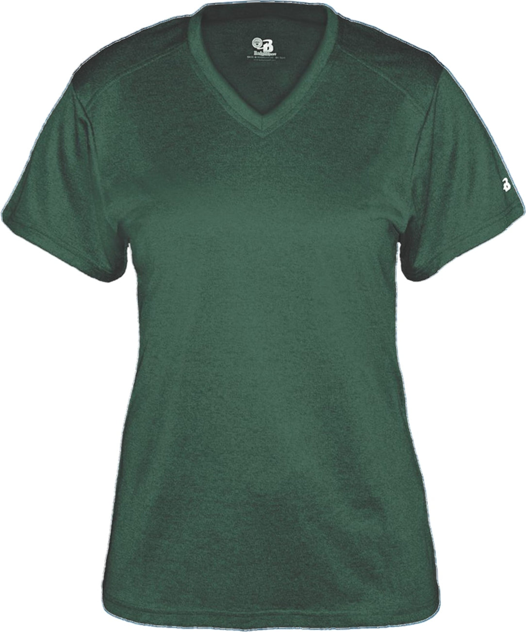 Front View of BA FOREST HEATHER PRO HEATHER LADIES' V-NECK TEE