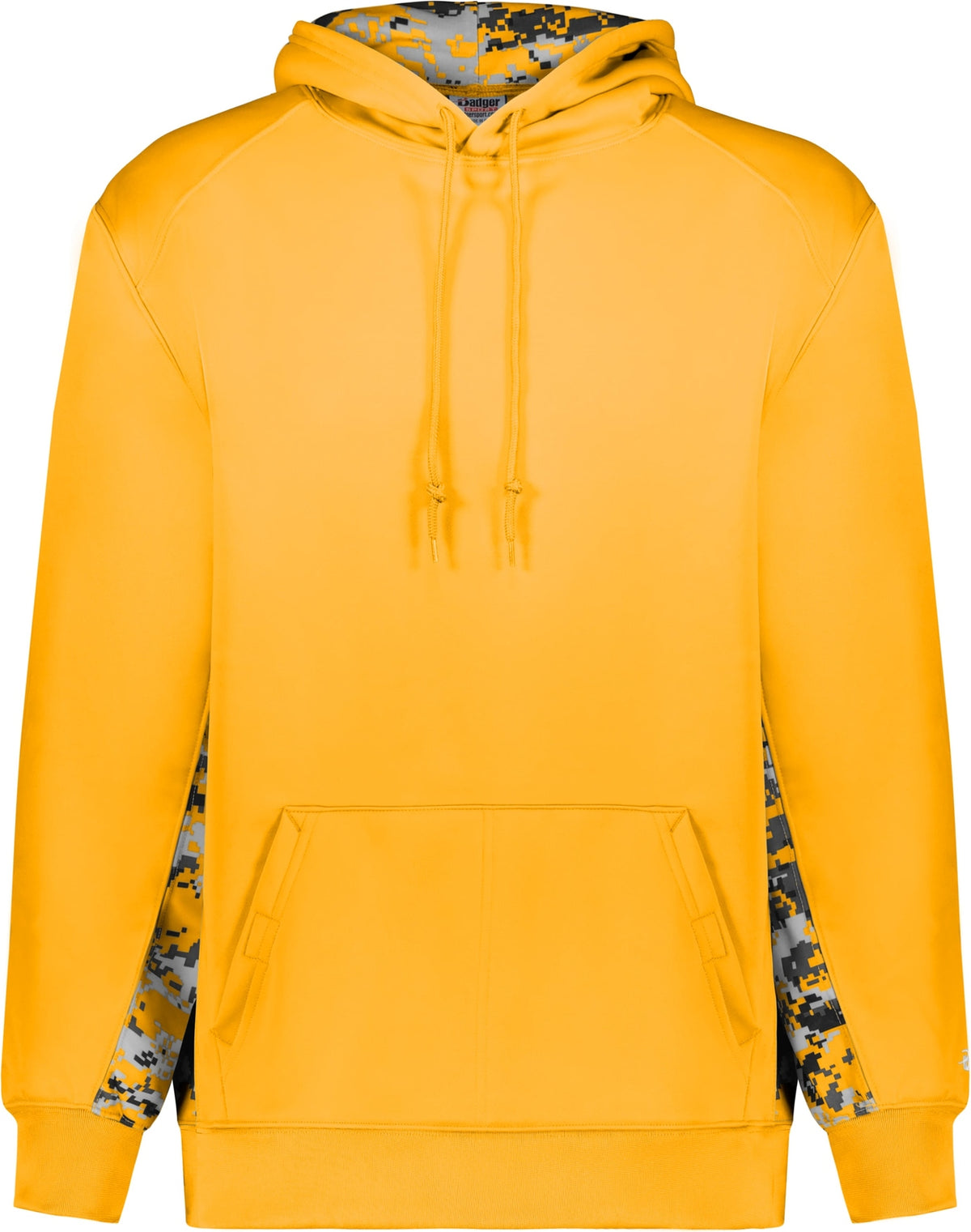 Front View of BA GOLD/GOLD DIGITAL DIGITAL COLOR BLOCK HOODIE