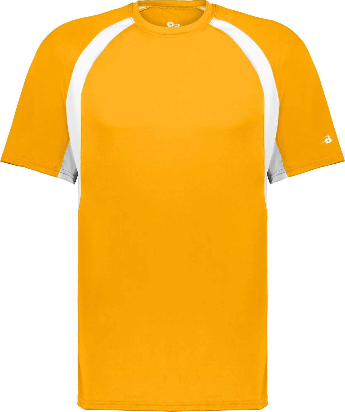 Front View of BA GOLD/WHITE YOUTH HOOK TEE