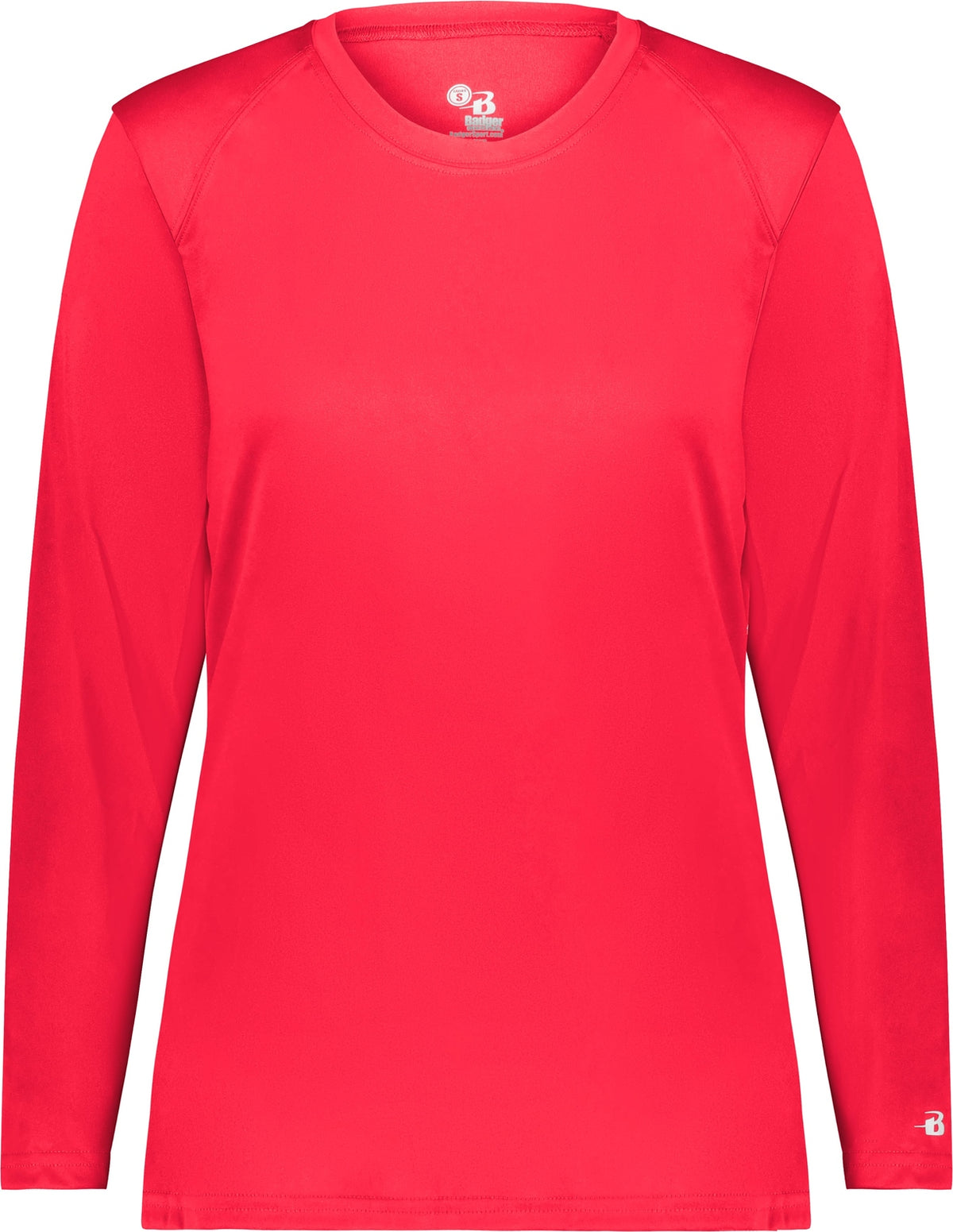 Front View of BA HOT CORAL LADIES B-CORE L/S TEE