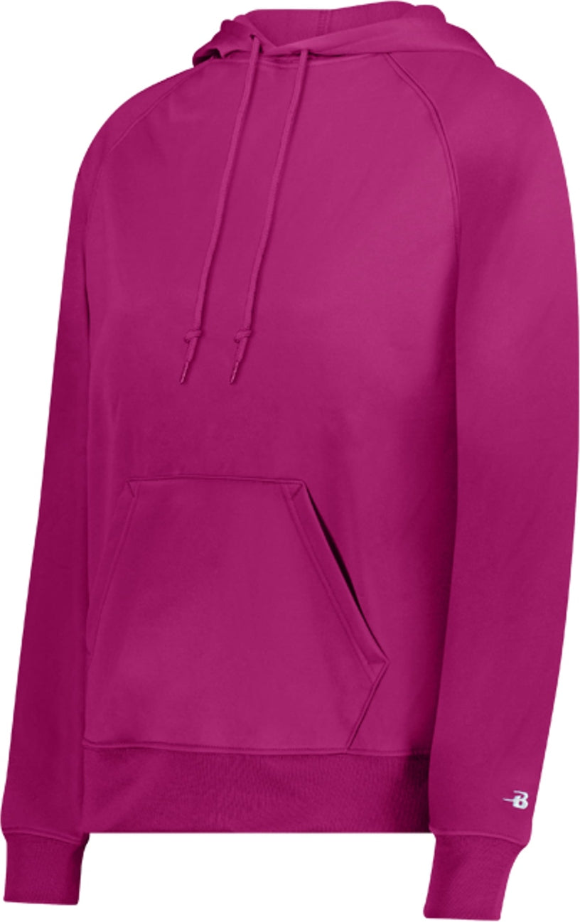 Front View of BA HOT PINK LADIES PERFORMANCE FLECE HOODI