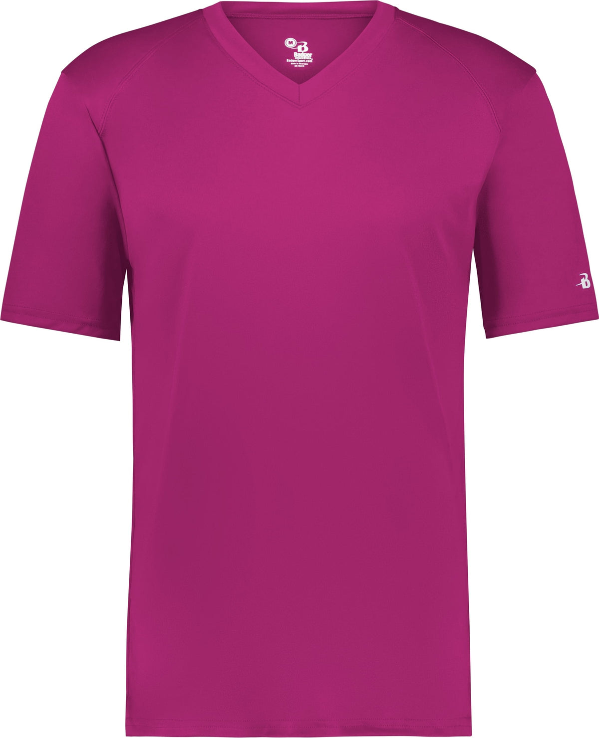 Front View of BA HOT PINK YOUTH B-CORE V-NECK TEE