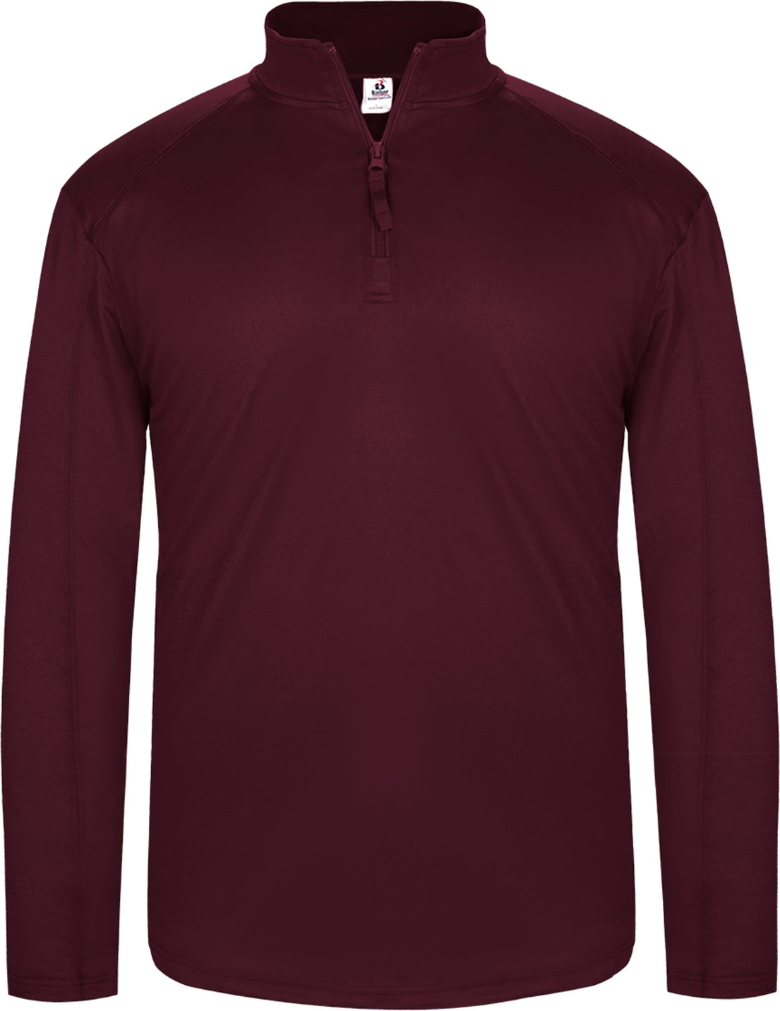Front View of BA MAROON 1/4 ZIP LIGHTWEIGHT PULLOVER