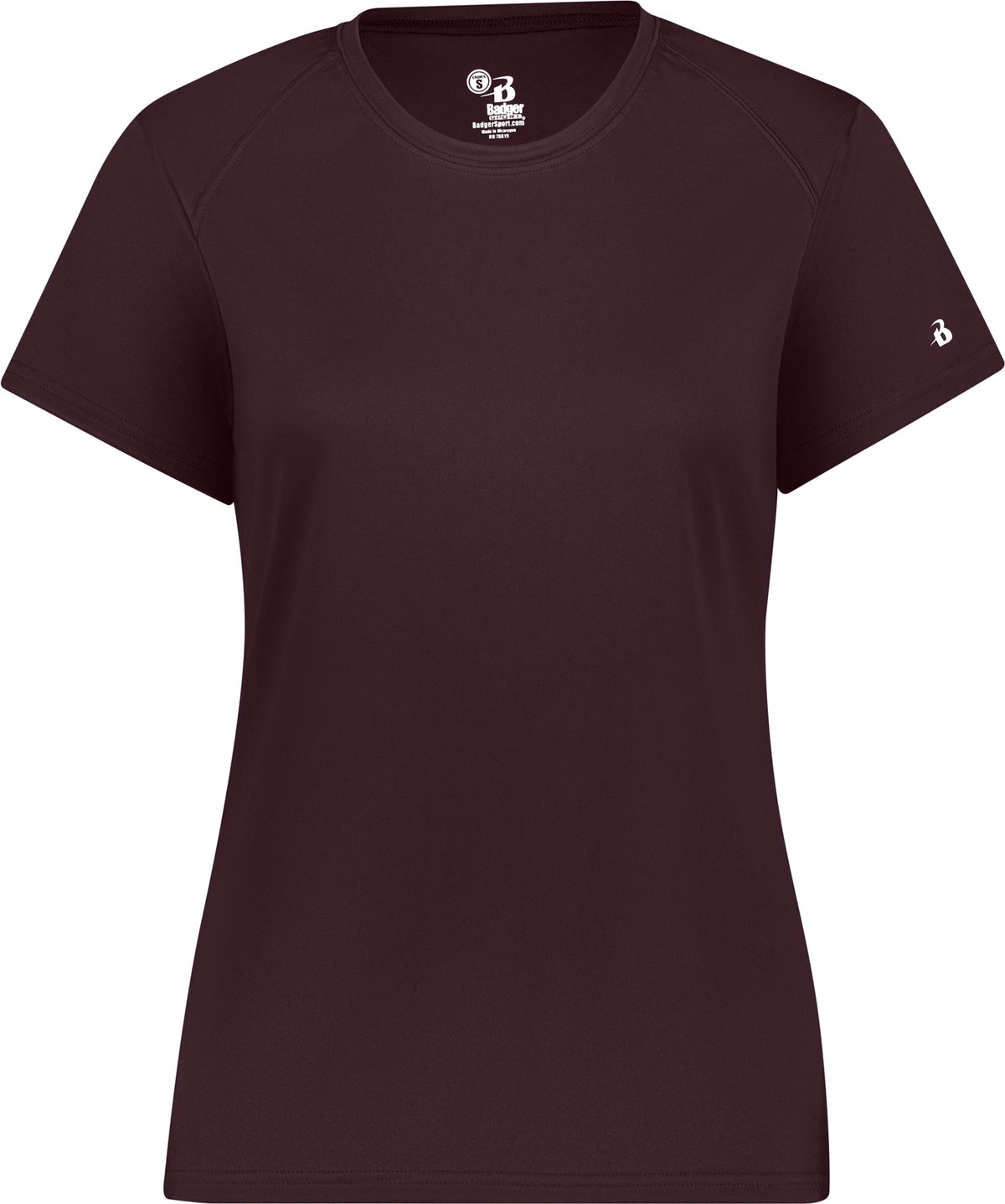 Front View of BA MAROON LADIES B-CORE TEE