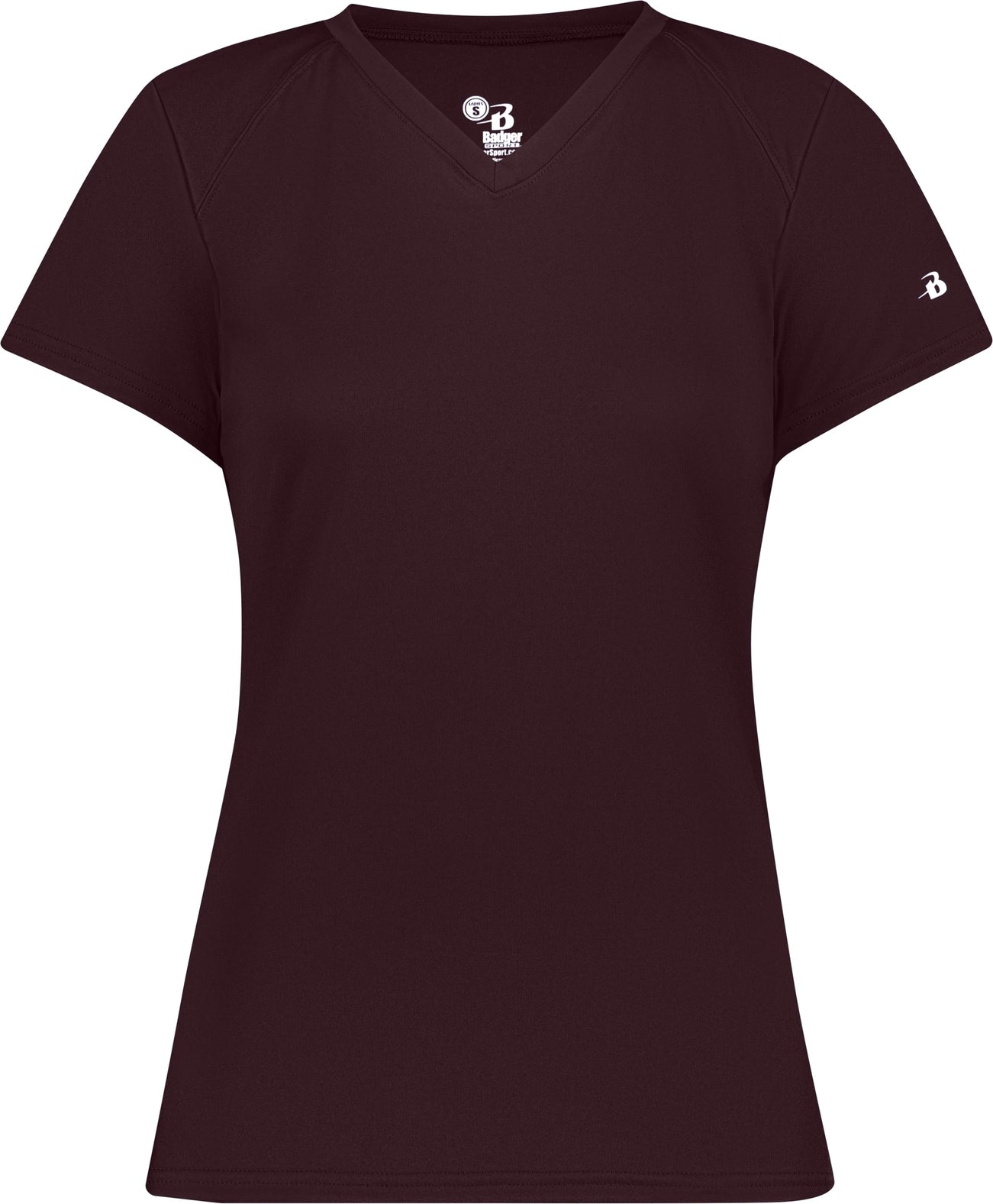 BA MAROON LADIES B-CORE V-NECK TEE