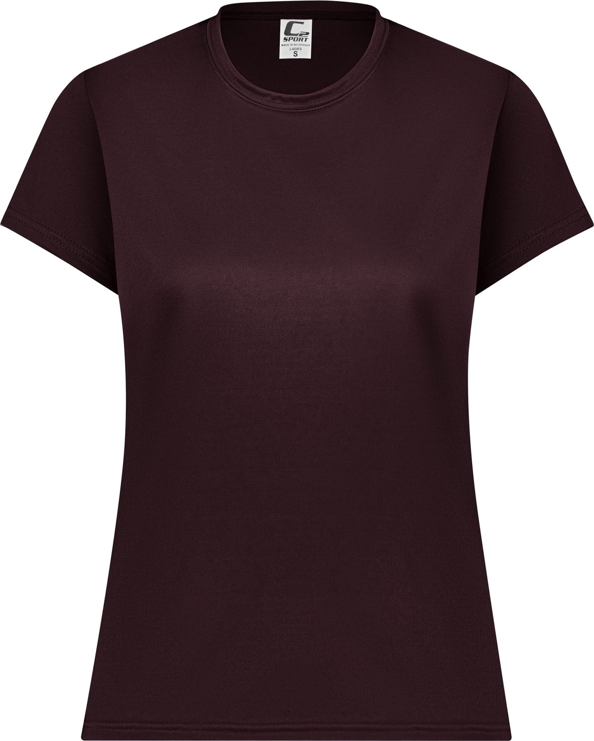 Front View of BA MAROON LADIES C2 TEE