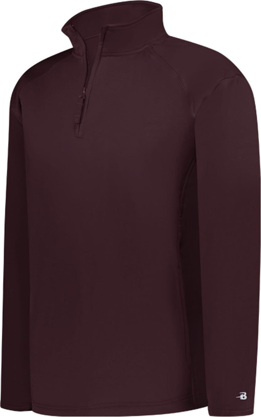 Front View of BA MAROON PERFORMANCE FLEECE 1/4 ZIP PUL