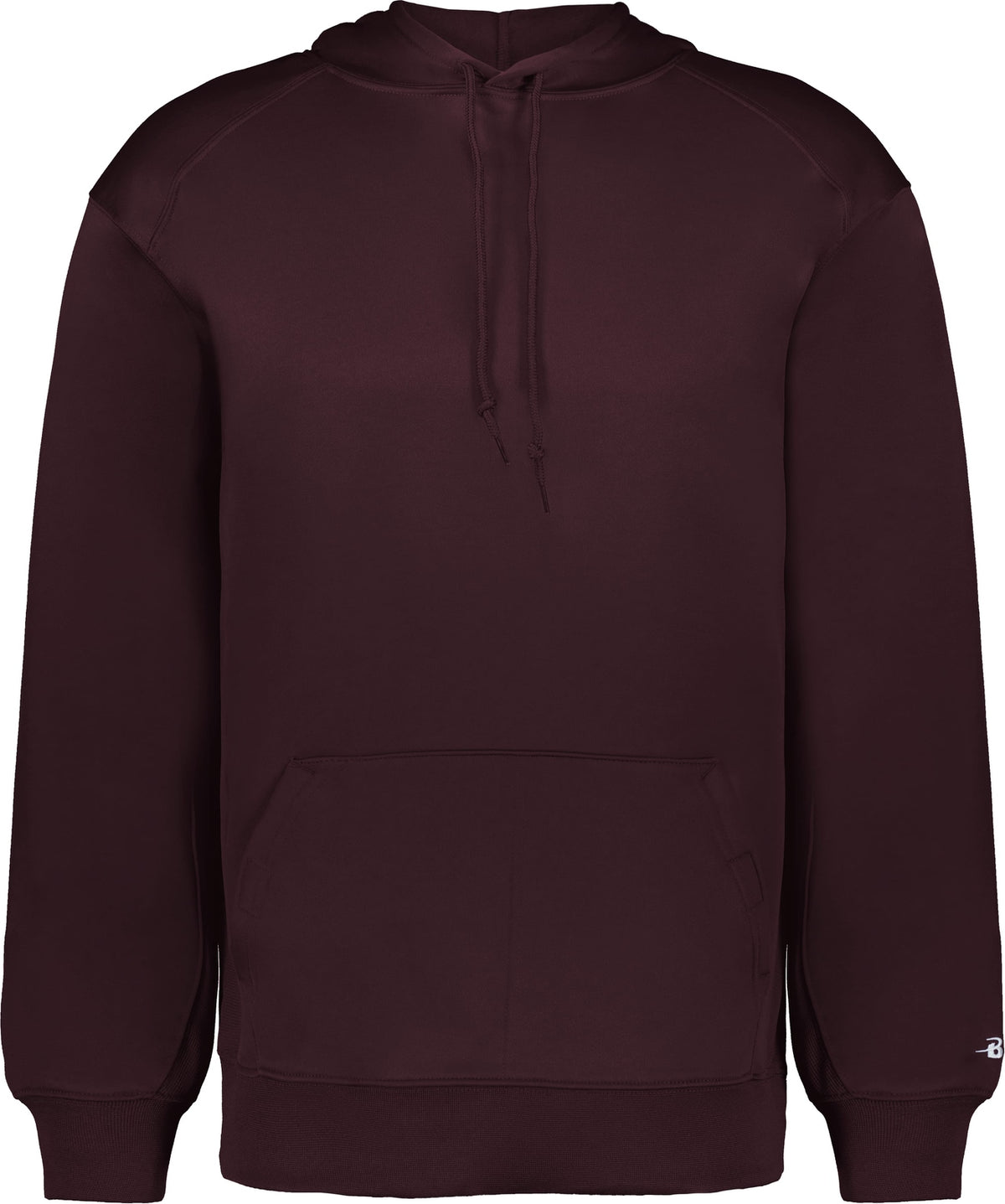 Front View of BA MAROON PERFORMANCE FLEECE HOODIE