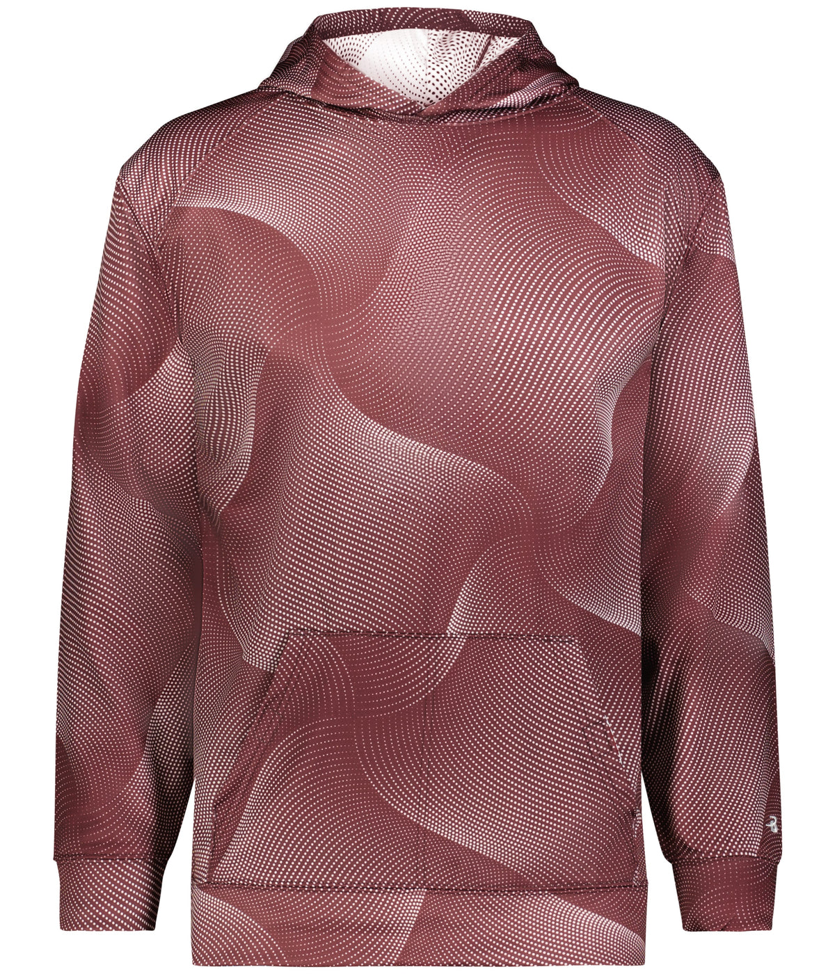 Front View of BA MAROON WARP YOUTH WARP HOODIE
