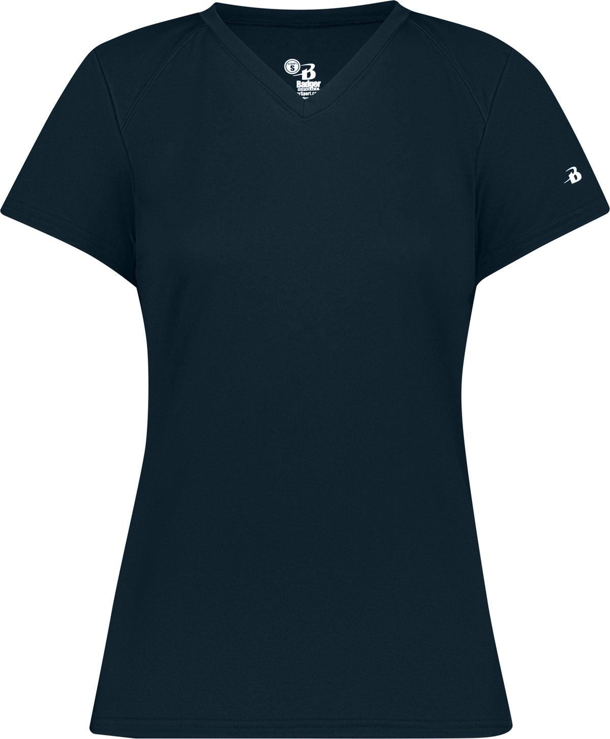 Front View of BA NAVY LADIES B-CORE V-NECK TEE
