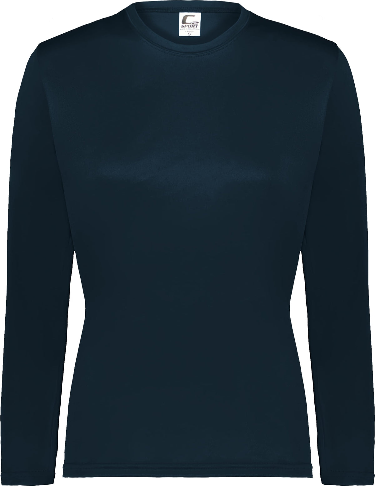 Front View of BA NAVY LADIES C2 L/S TEE