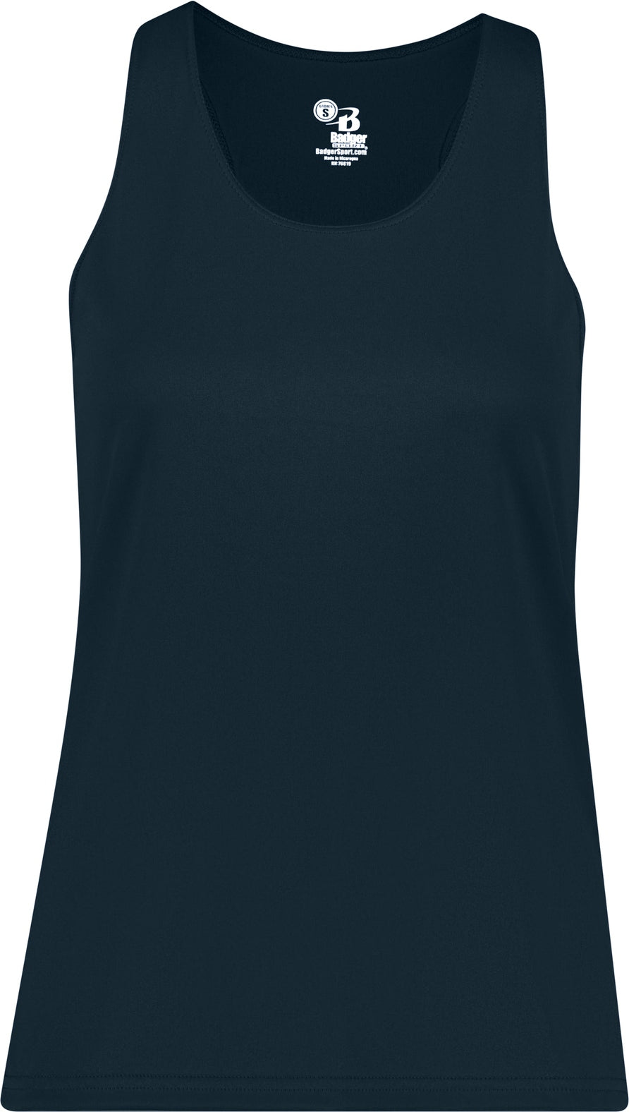 Front View of BA NAVY LADIES' RACERBACK TANK