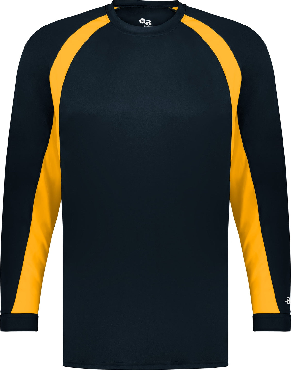 Front View of BA NAVY/GOLD YOUTH HOOK L/S TEE