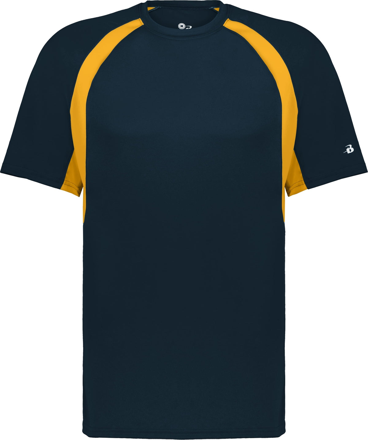 Front View of BA NAVY/GOLD YOUTH HOOK TEE