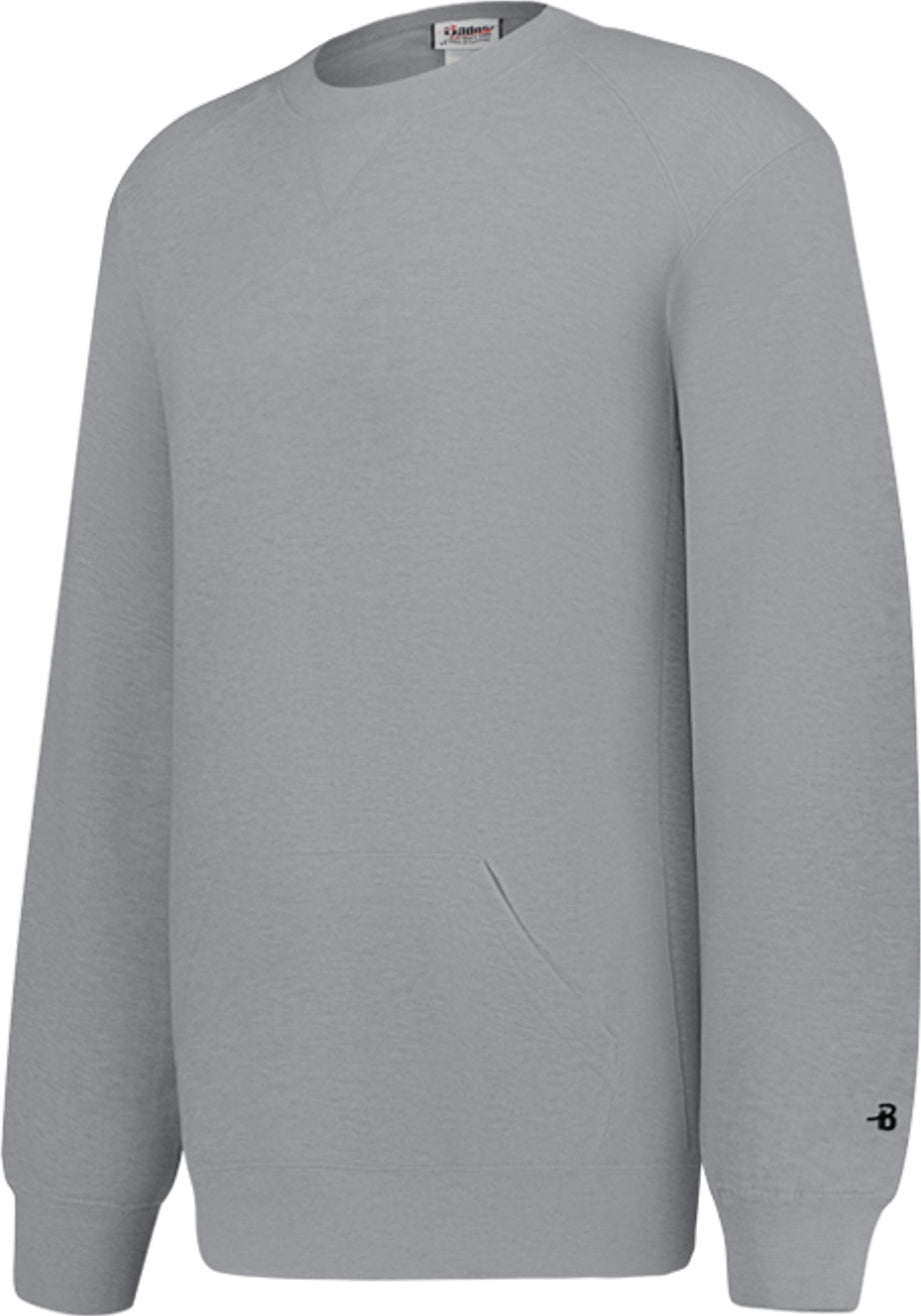 Front View of BA OXFORD ATHLETIC FLEECE POCKET CREW