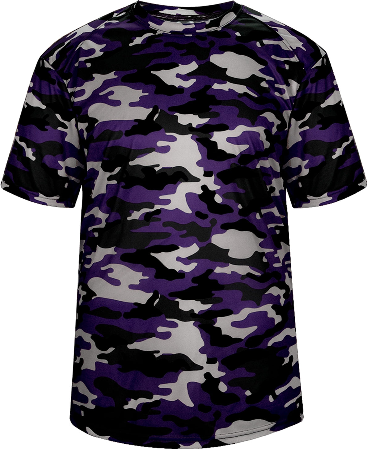 Front View of BA PURPLE CAMO YOUTH CAMO TEE
