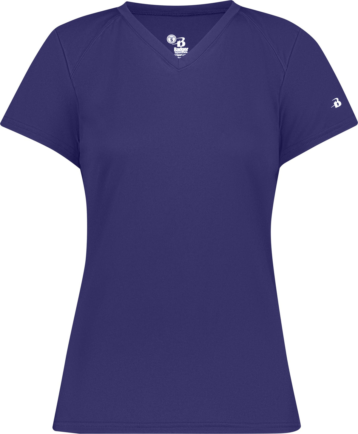 Front View of BA PURPLE LADIES B-CORE V-NECK TEE