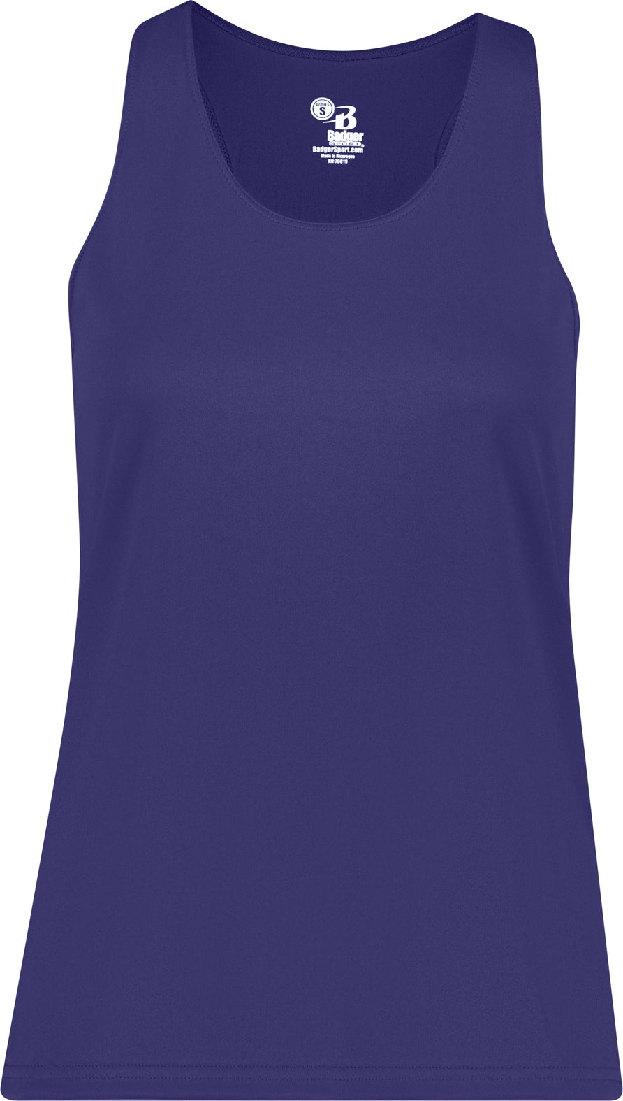 Front View of BA PURPLE LADIES' RACERBACK TANK