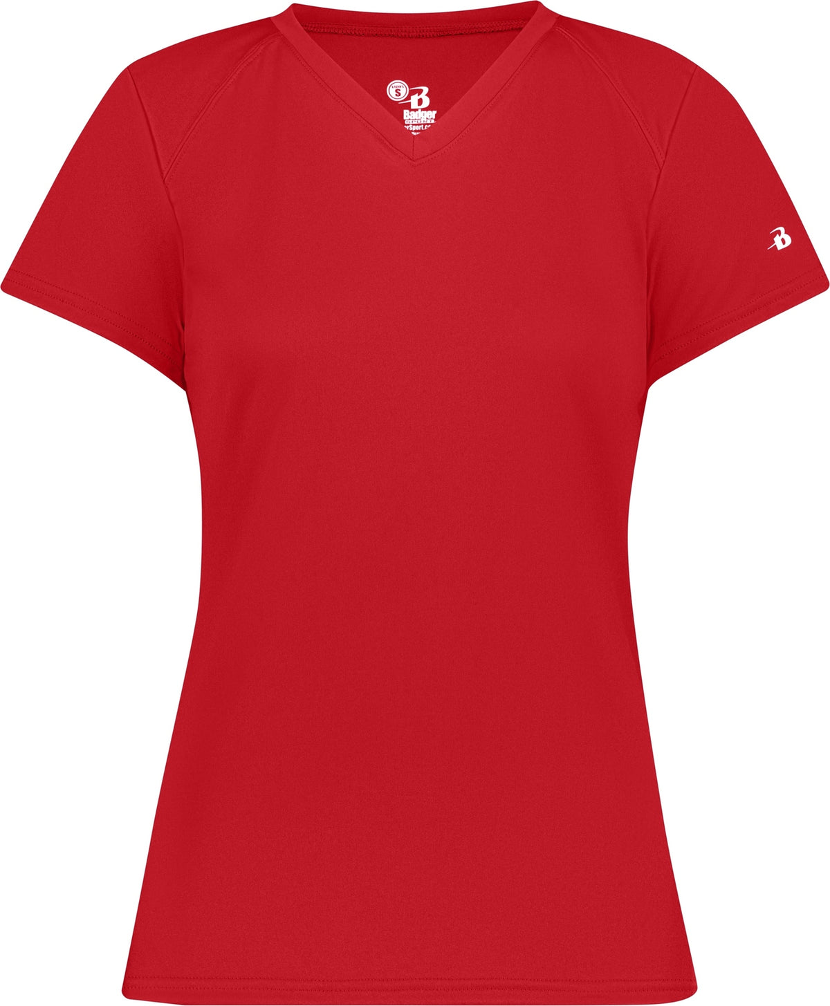 Front View of BA RED LADIES B-CORE V-NECK TEE