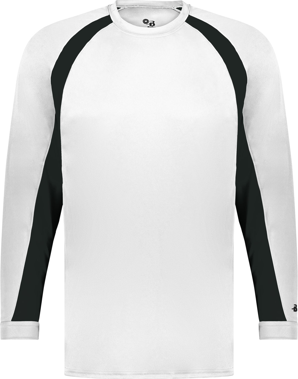 Front View of BA WHITE/BLACK YOUTH HOOK L/S TEE