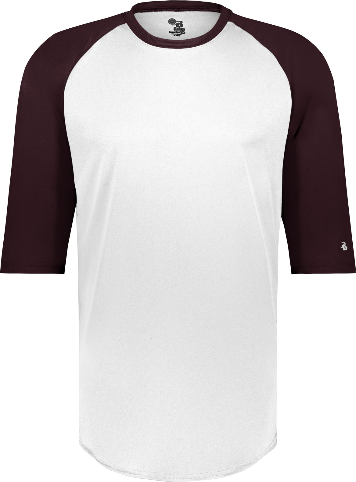 Front View of BA WHITE/MAROON B-BASEBALL TEE
