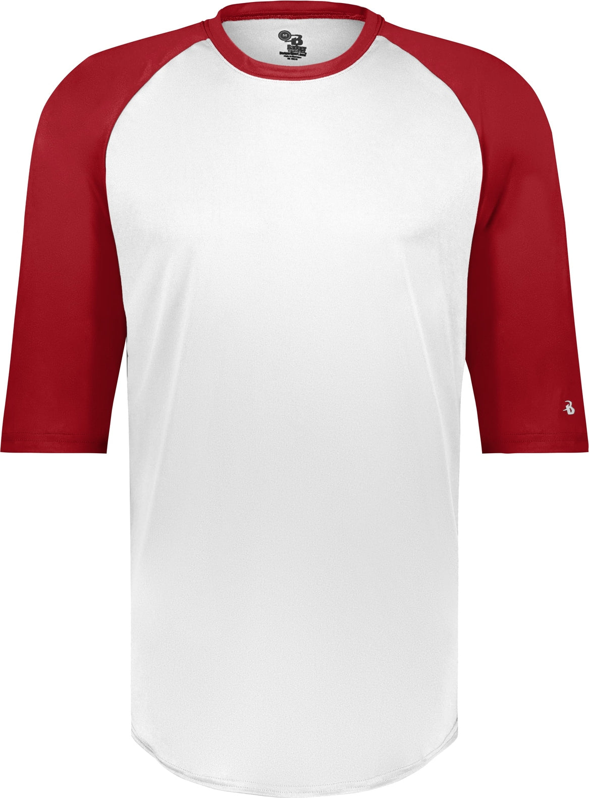 Front View of BA WHITE/RED B-BASEBALL TEE