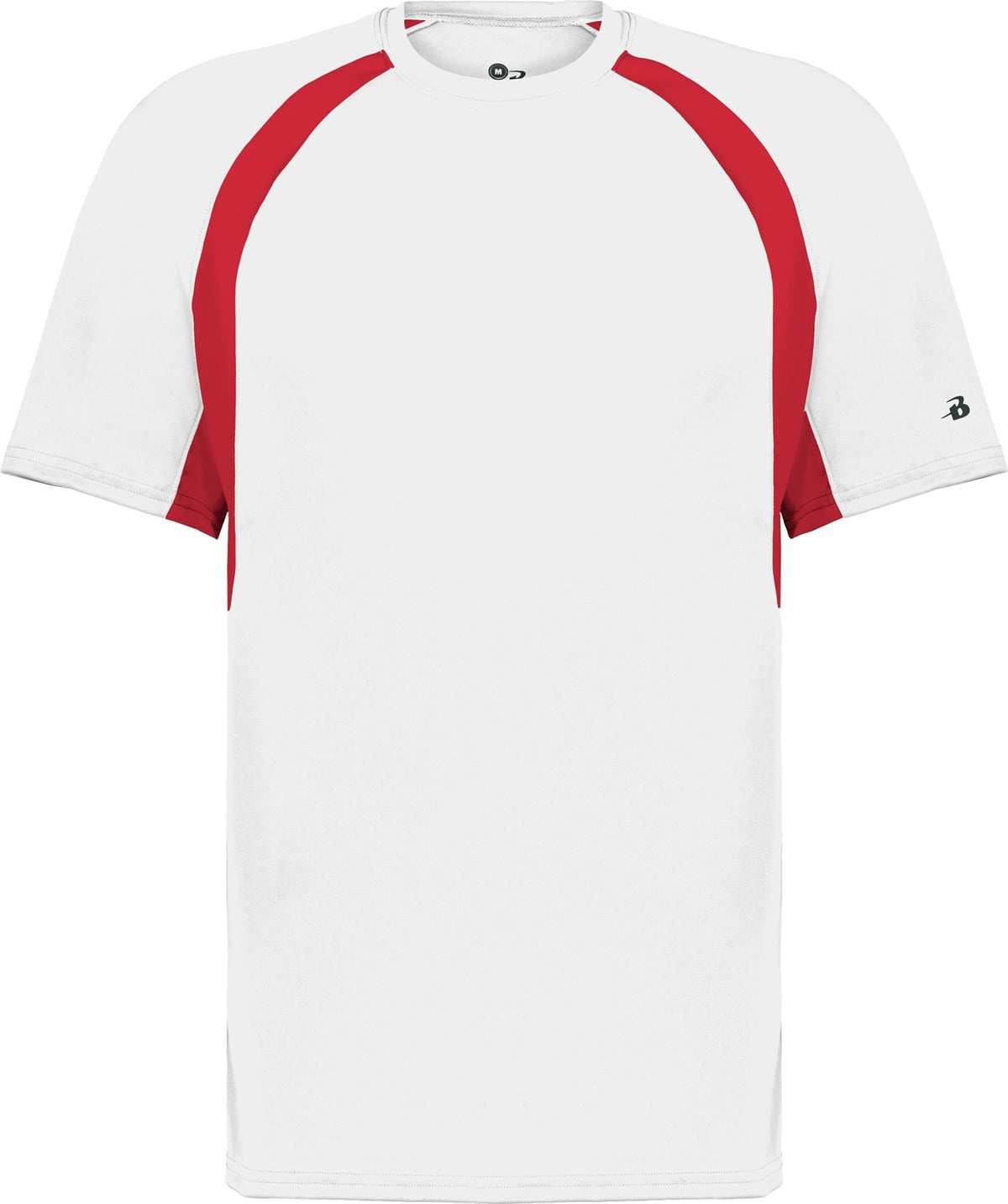 Front View of BA WHITE/RED YOUTH HOOK TEE