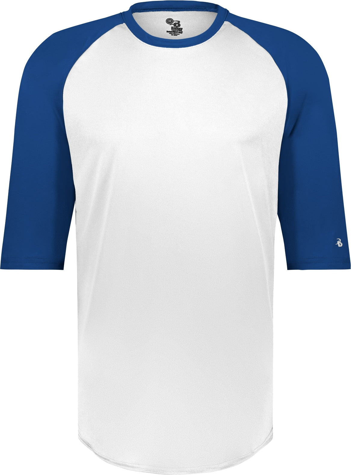 Front View of BA WHITE/ROYAL B-BASEBALL TEE