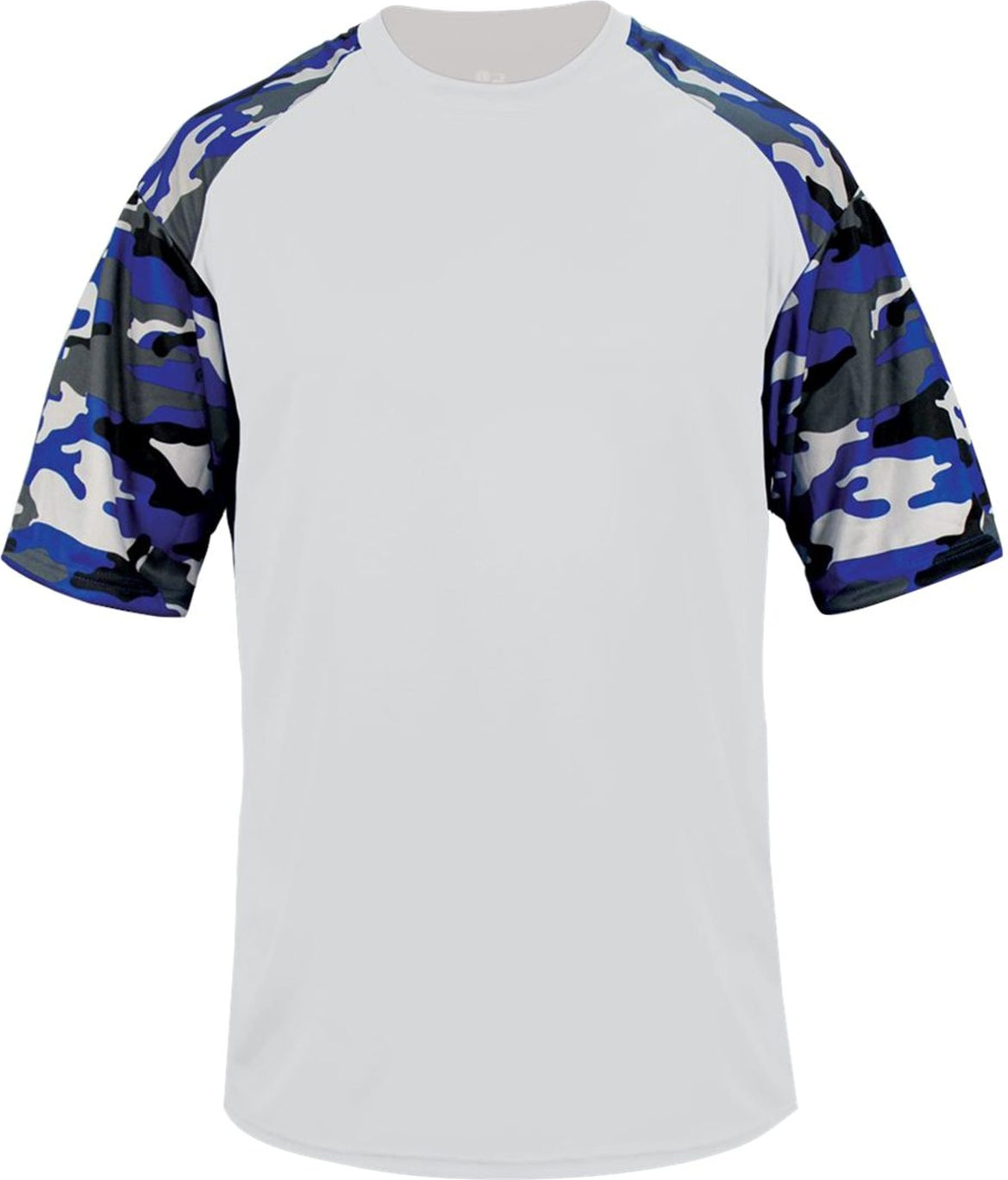 Front View of BA WHITE/ROYAL CAMO CAMO SPORT TEE