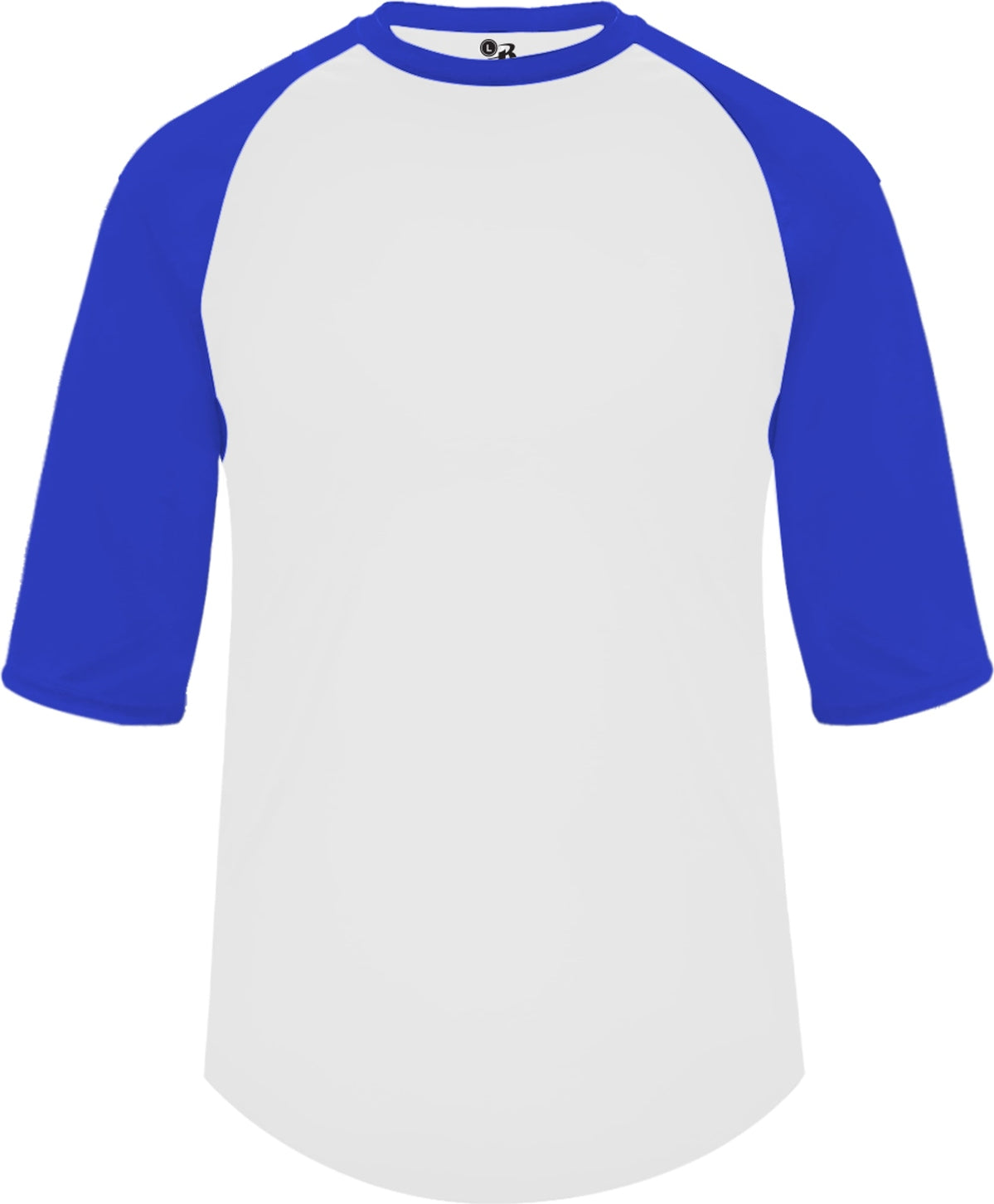 Front View of BA WHITE/ROYAL YOUTH B-BASEBALL TEE