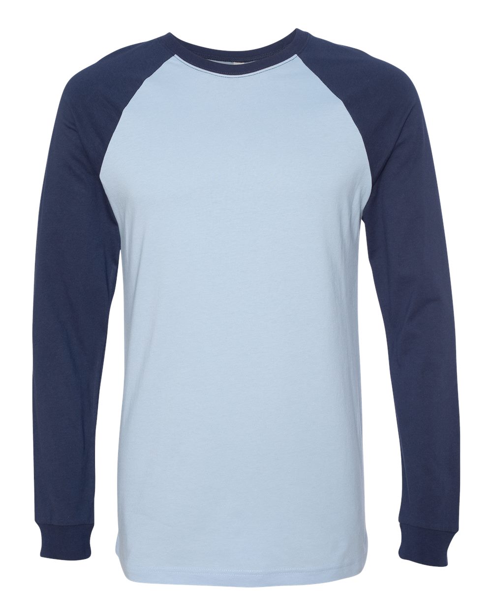 Baby Blue/ Navy Long Sleeve Jersey Baseball Tee - 3000